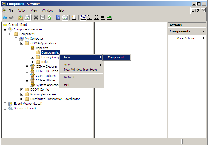 Add a new component to COM+ app - the upload component